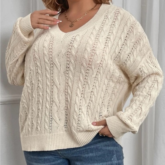 New Cable Knit Drop Shoulder Sweater - Picture 5 of 5